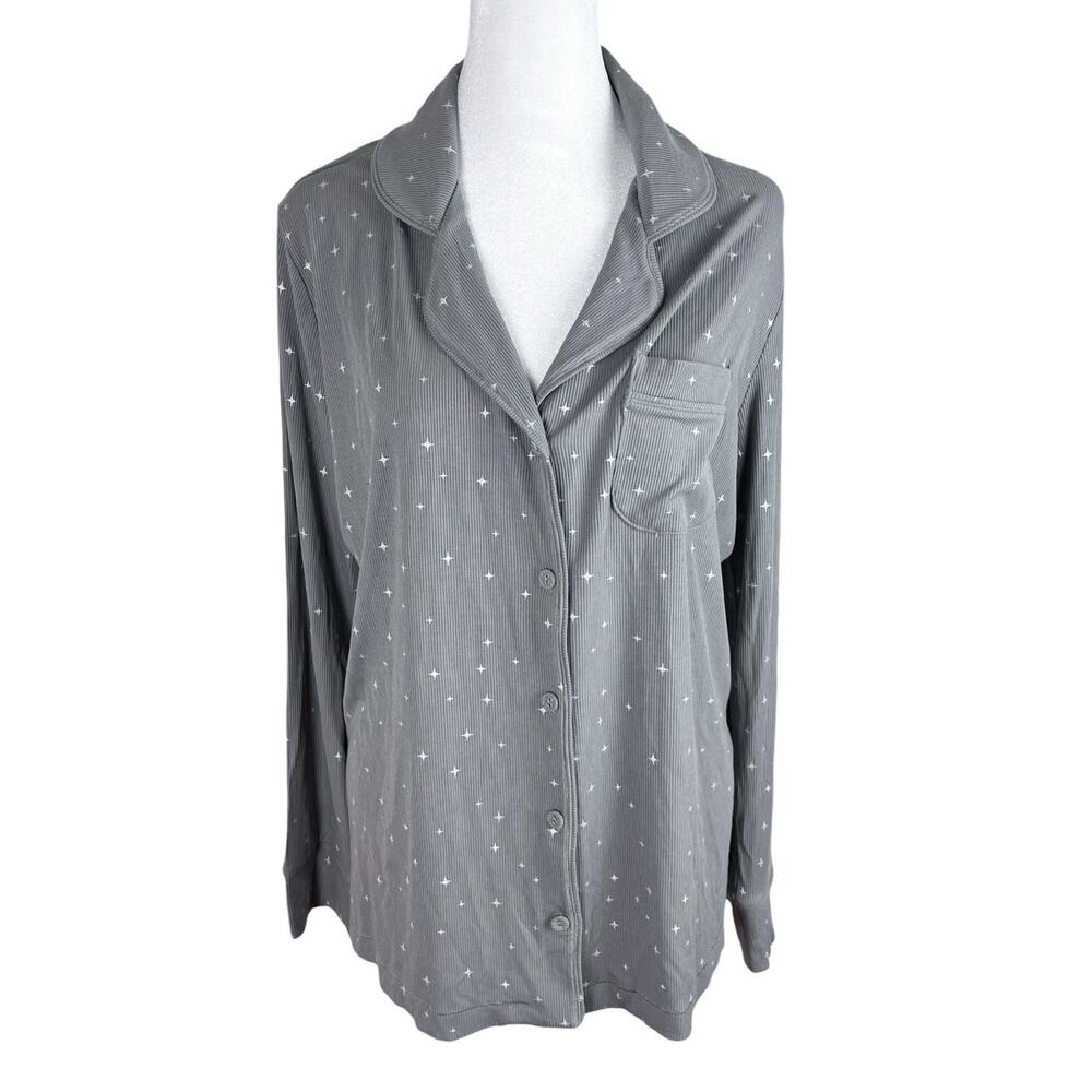 Skims Soft Lounge Starry Pajama Top Comfort Cozy Sleepwear Grey Sz Medium NWT